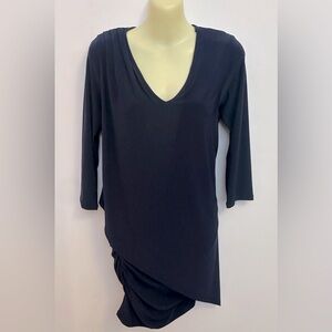 Last Tango Navy Quarter Sleeve Asymmetrical Cocktail Dress
